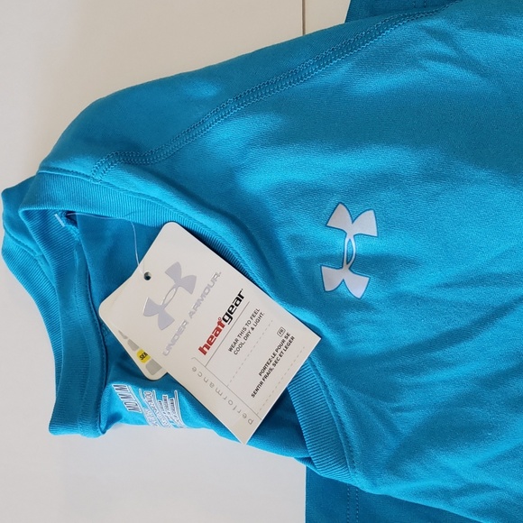 Under Armour Womens Heat Gear Blue V Neck Long Sleeve Tee size M NWT - Picture 4 of 4